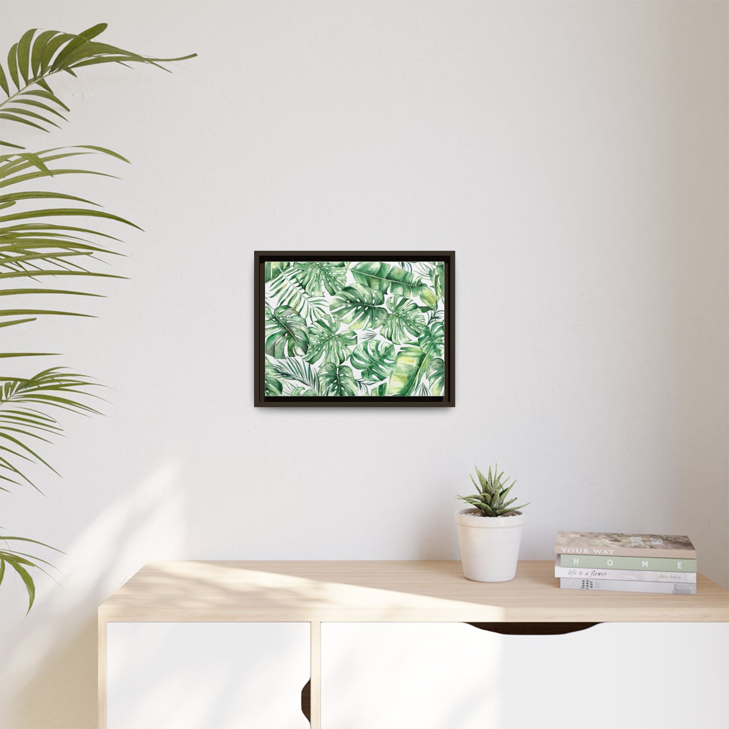 Flowers Collection - Green Wall - Matte Canvas, Framed (Multi-color)