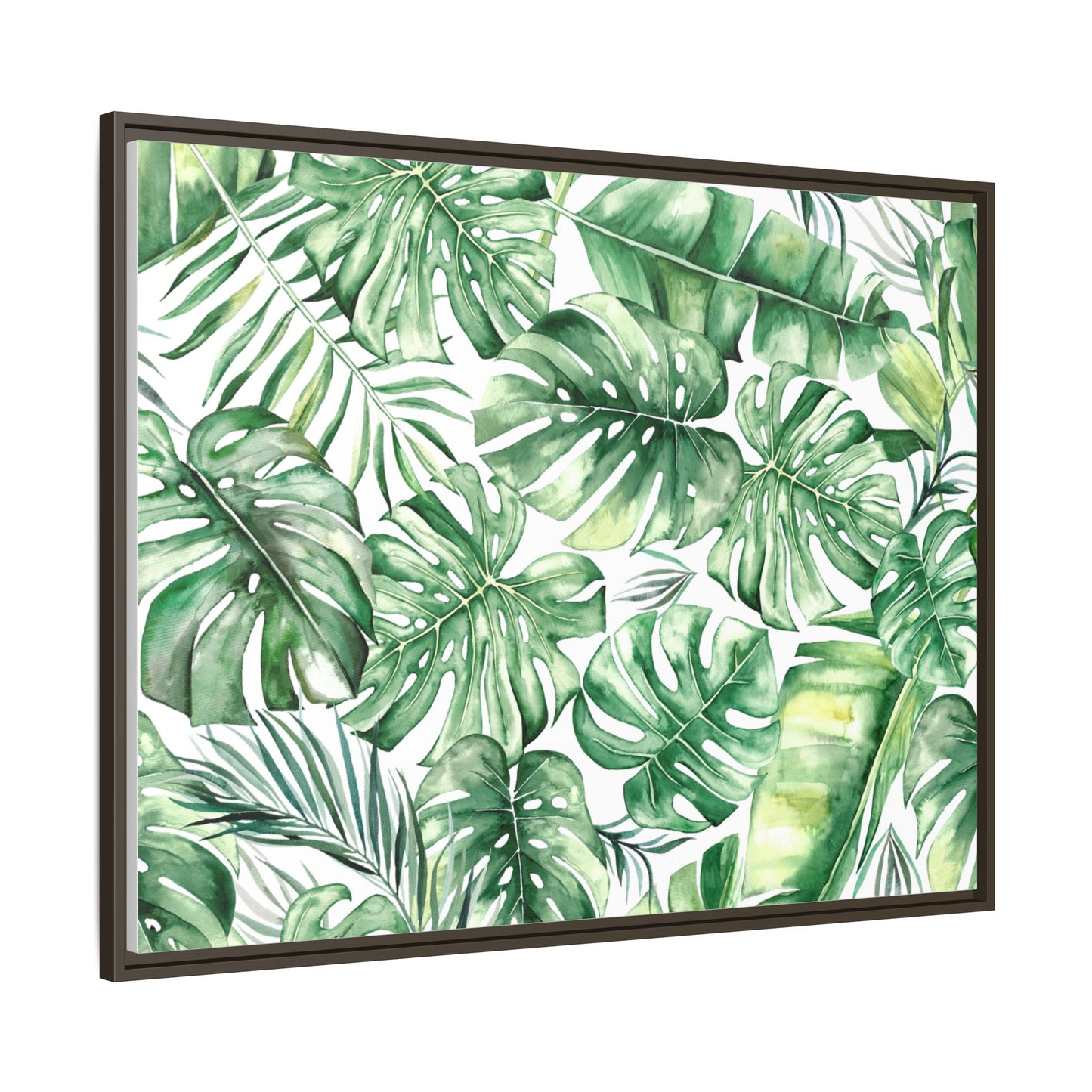 Flowers Collection - Green Wall - Matte Canvas, Framed (Multi-color)