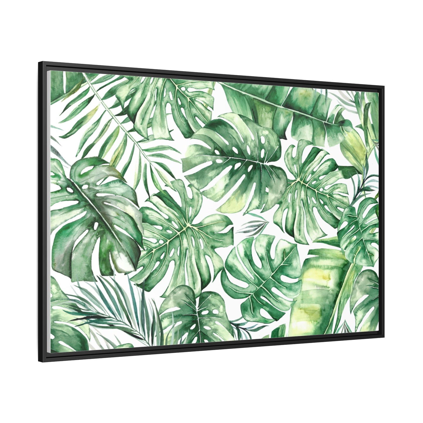 Flowers Collection - Green Wall - Matte Canvas, Framed (Multi-color)