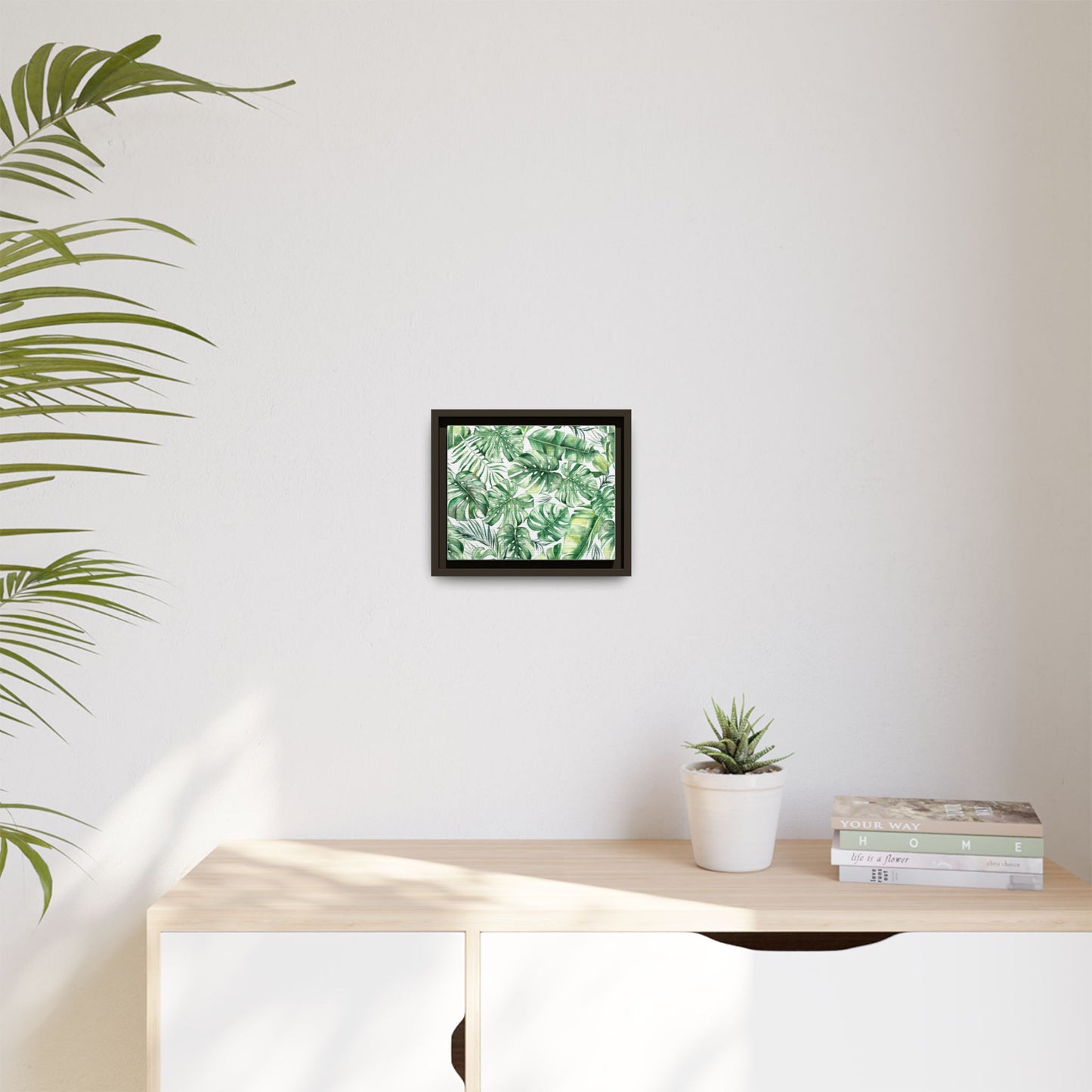 Flowers Collection - Green Wall - Matte Canvas, Framed (Multi-color)