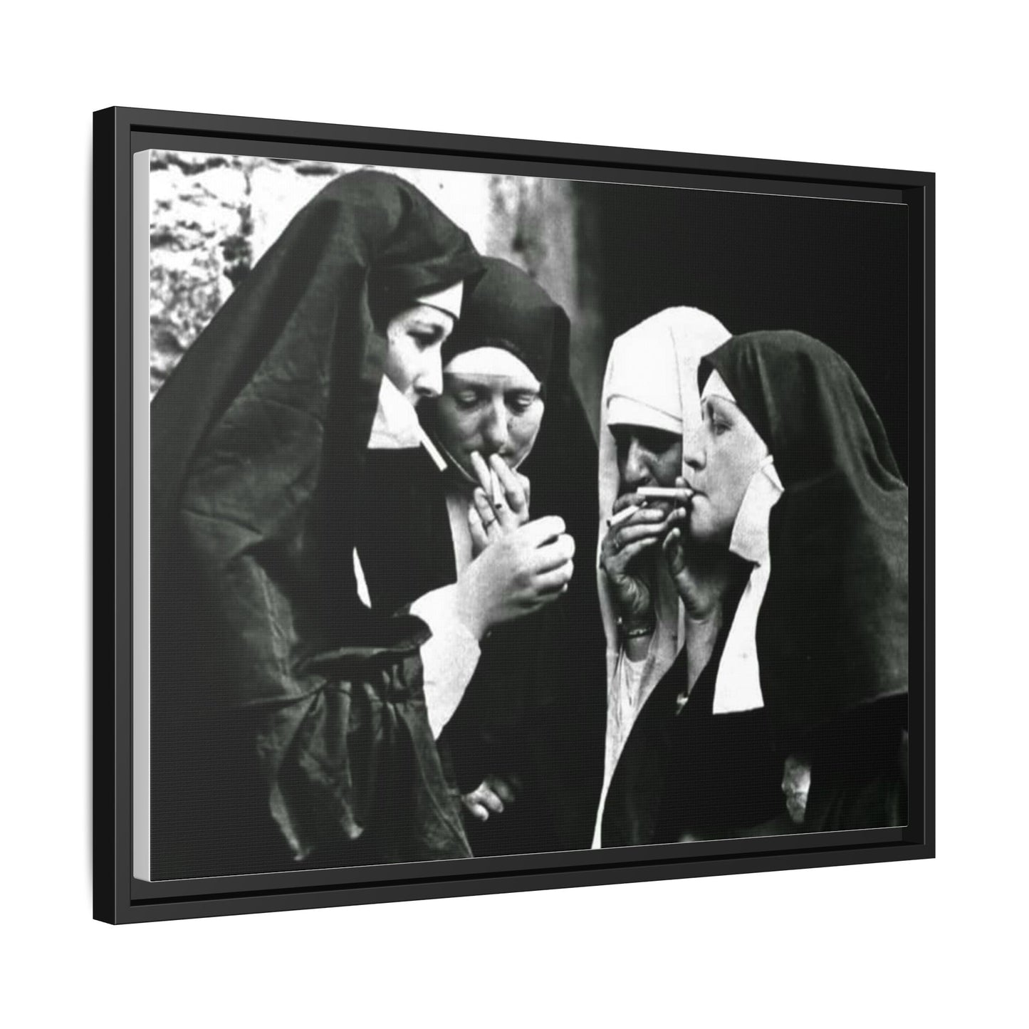 Smoking nuns - Matte Canvas, Framed (Multi-color)