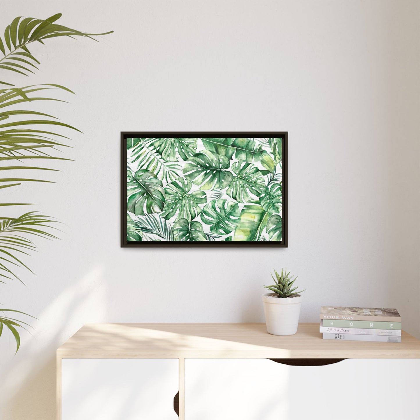 Flowers Collection - Green Wall - Matte Canvas, Framed (Multi-color)