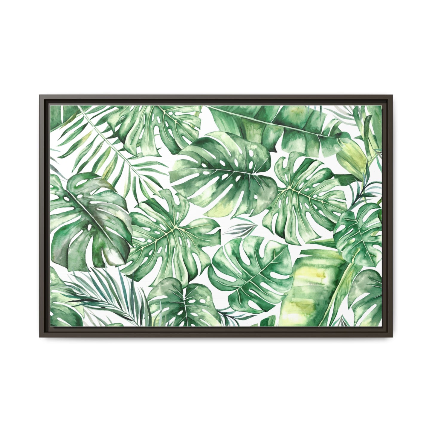 Flowers Collection - Green Wall - Matte Canvas, Framed (Multi-color)