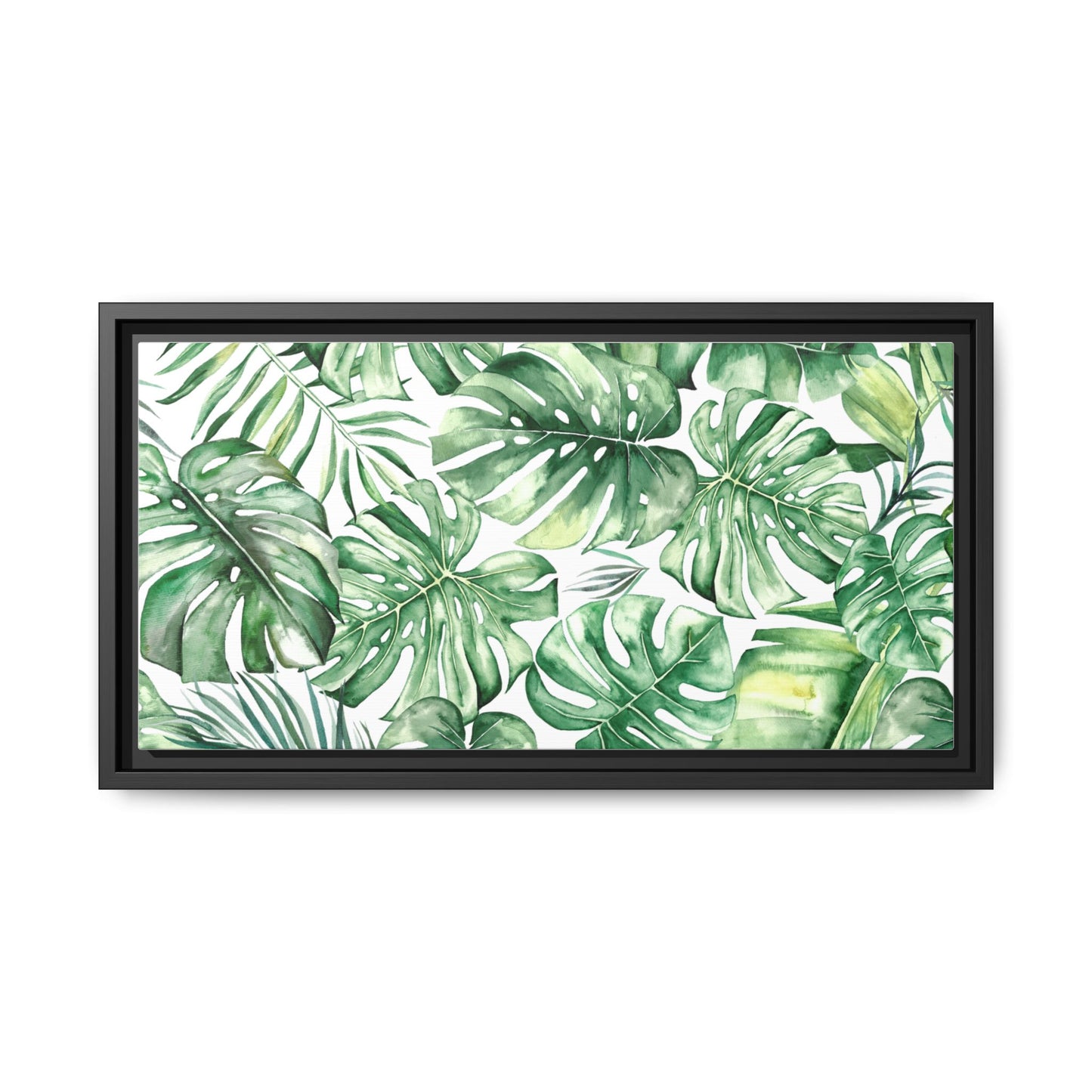 Flowers Collection - Green Wall - Matte Canvas, Framed (Multi-color)