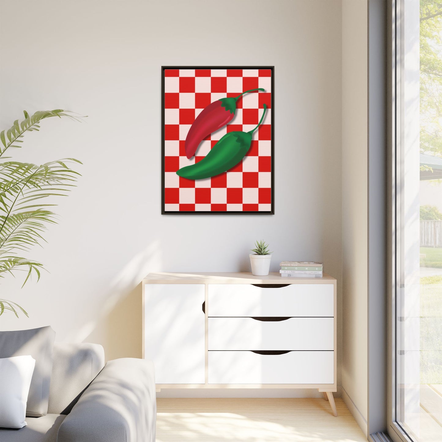 Italy Collection - Peppers - Matte Canvas, Framed (Multi-color)