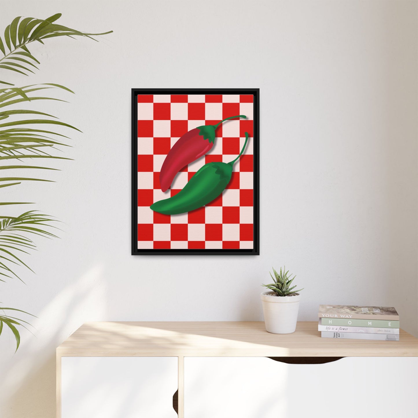 Italy Collection - Peppers - Matte Canvas, Framed (Multi-color)