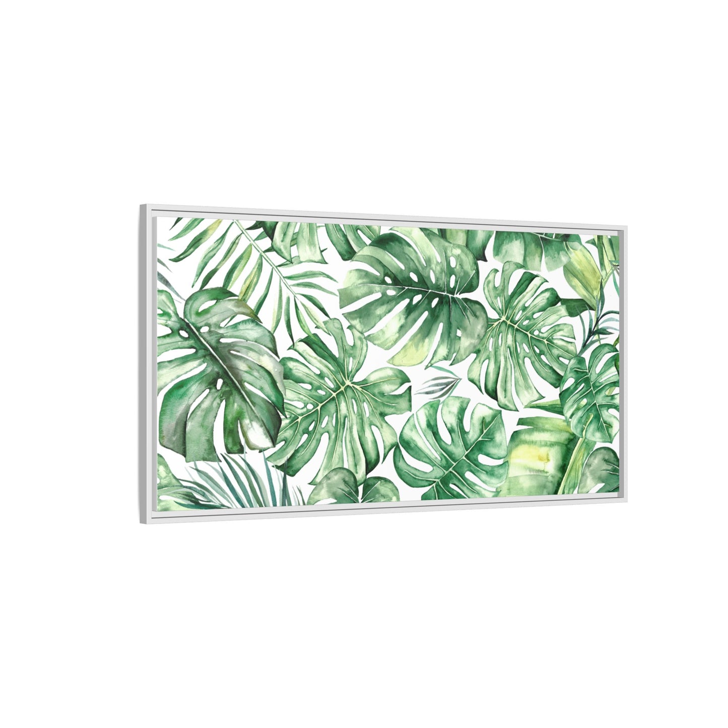 Flowers Collection - Green Wall - Matte Canvas, Framed (Multi-color)