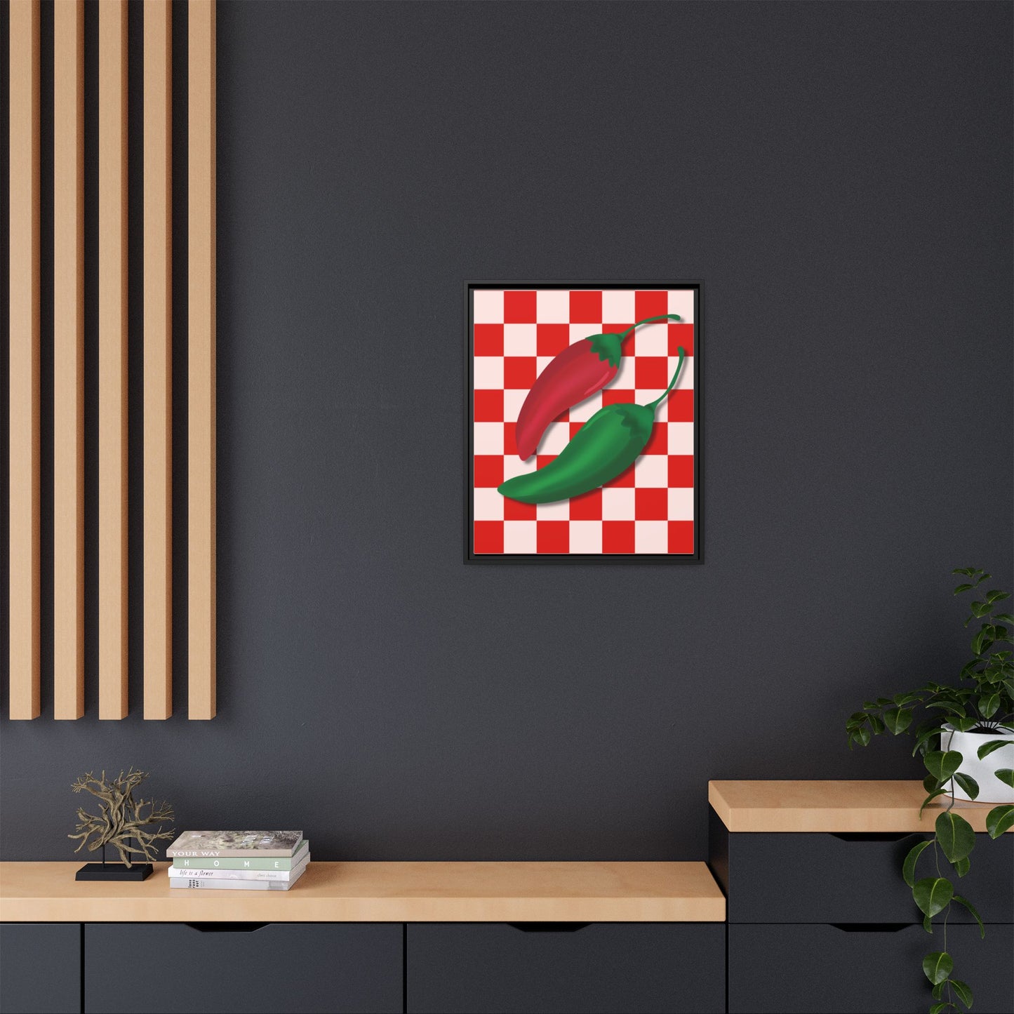 Italy Collection - Peppers - Matte Canvas, Framed (Multi-color)
