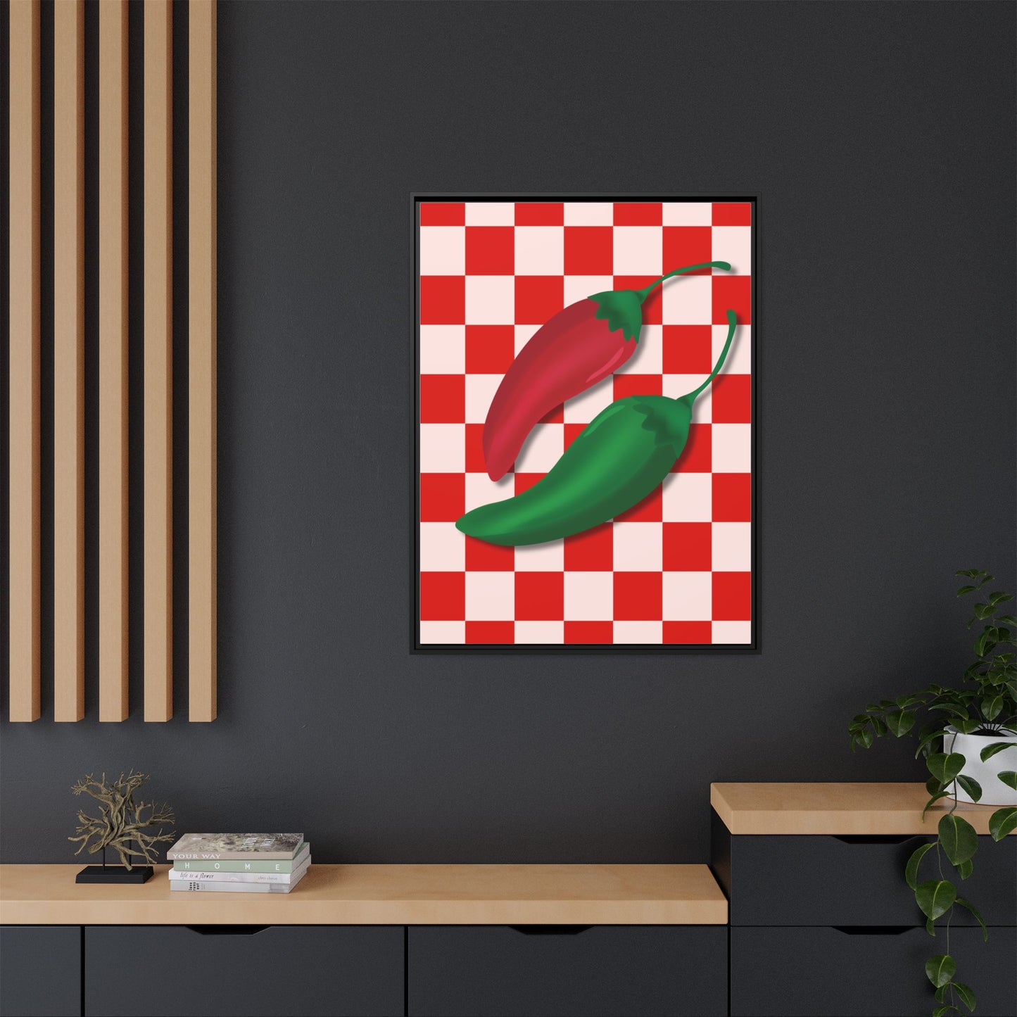 Italy Collection - Peppers - Matte Canvas, Framed (Multi-color)