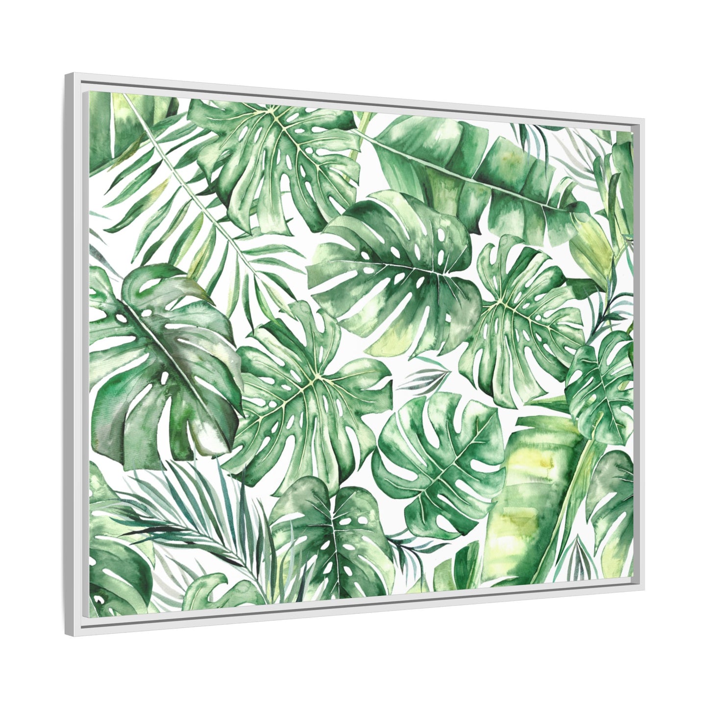 Flowers Collection - Green Wall - Matte Canvas, Framed (Multi-color)