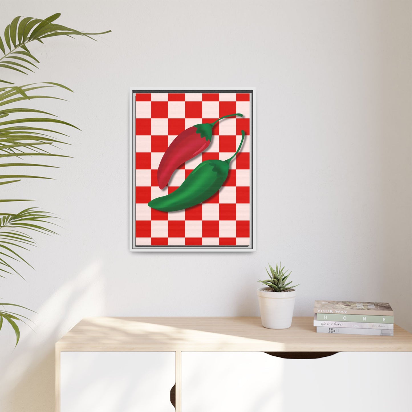 Italy Collection - Peppers - Matte Canvas, Framed (Multi-color)