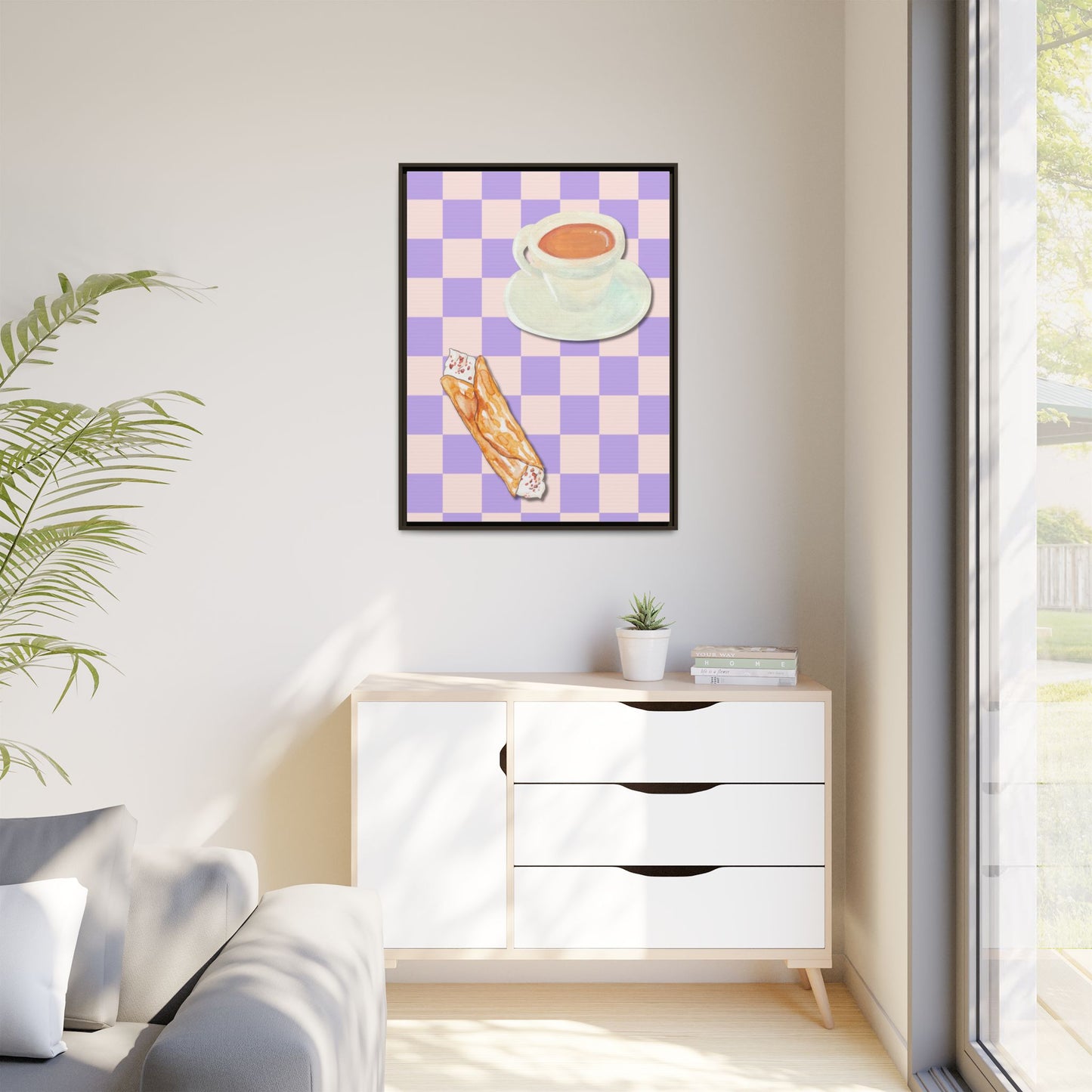 Italy Collection - Afternoon break - Matte Canvas, Framed (Multi-color)