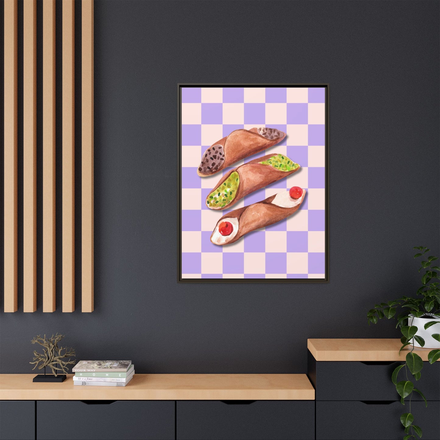 Italy Collection - Canolli - Matte Canvas, Framed (Multi-color)