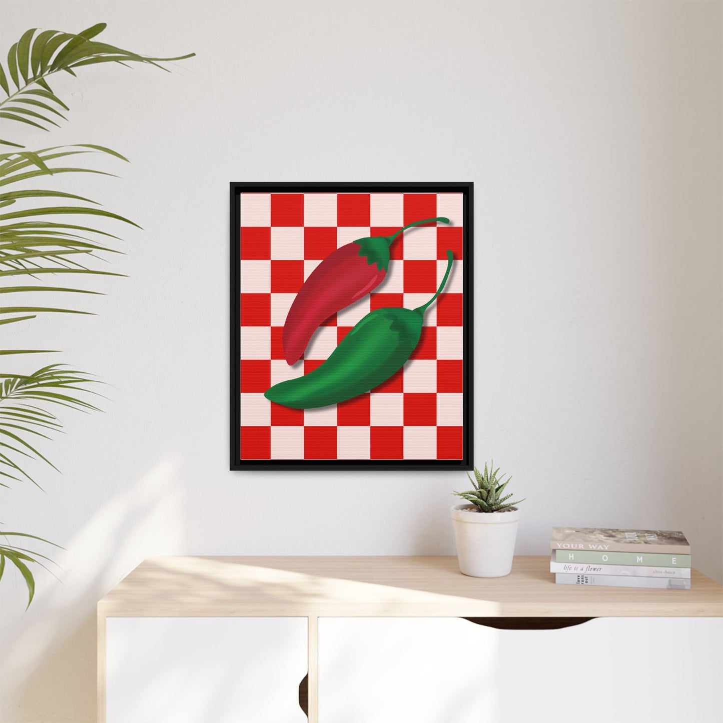Italy Collection - Peppers - Matte Canvas, Framed (Multi-color)