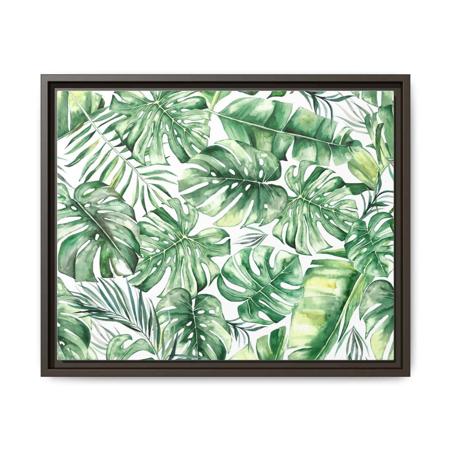 Flowers Collection - Green Wall - Matte Canvas, Framed (Multi-color)