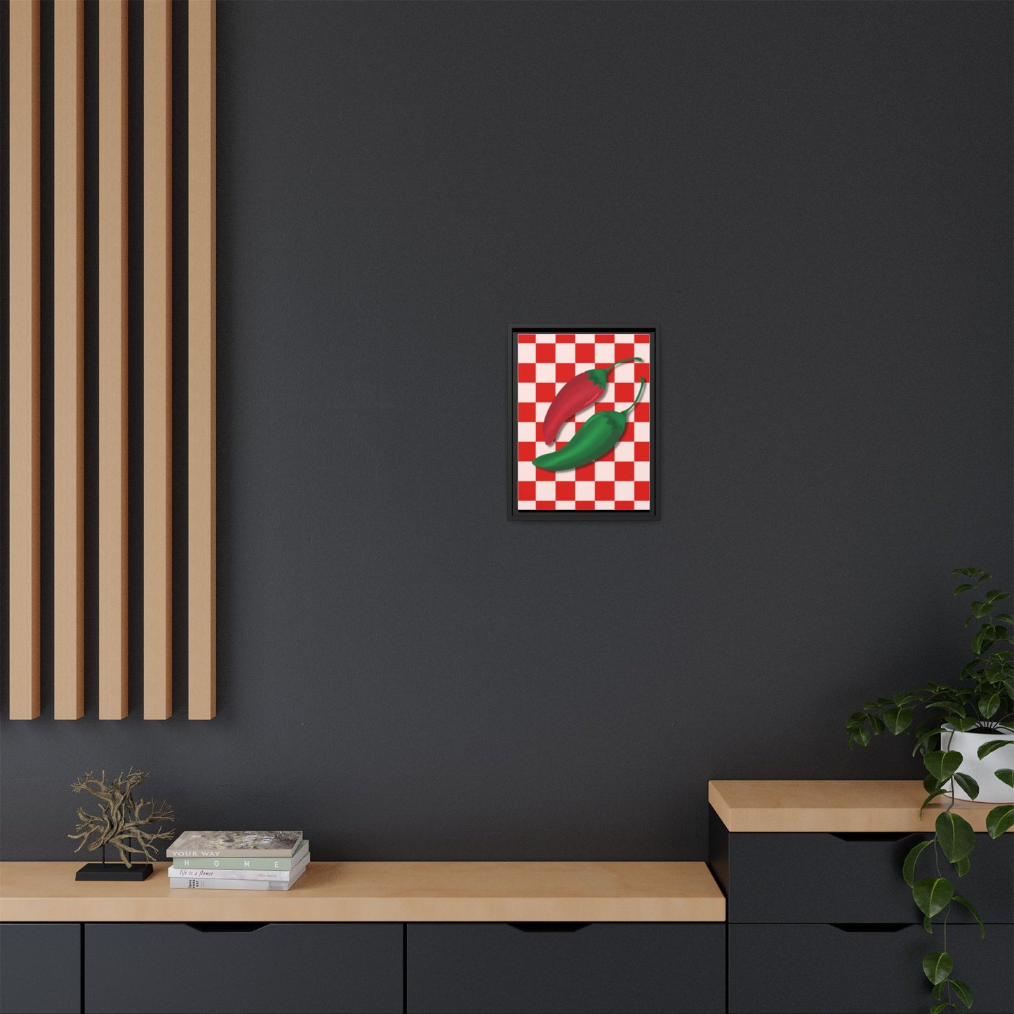 Italy Collection - Peppers - Matte Canvas, Framed (Multi-color)