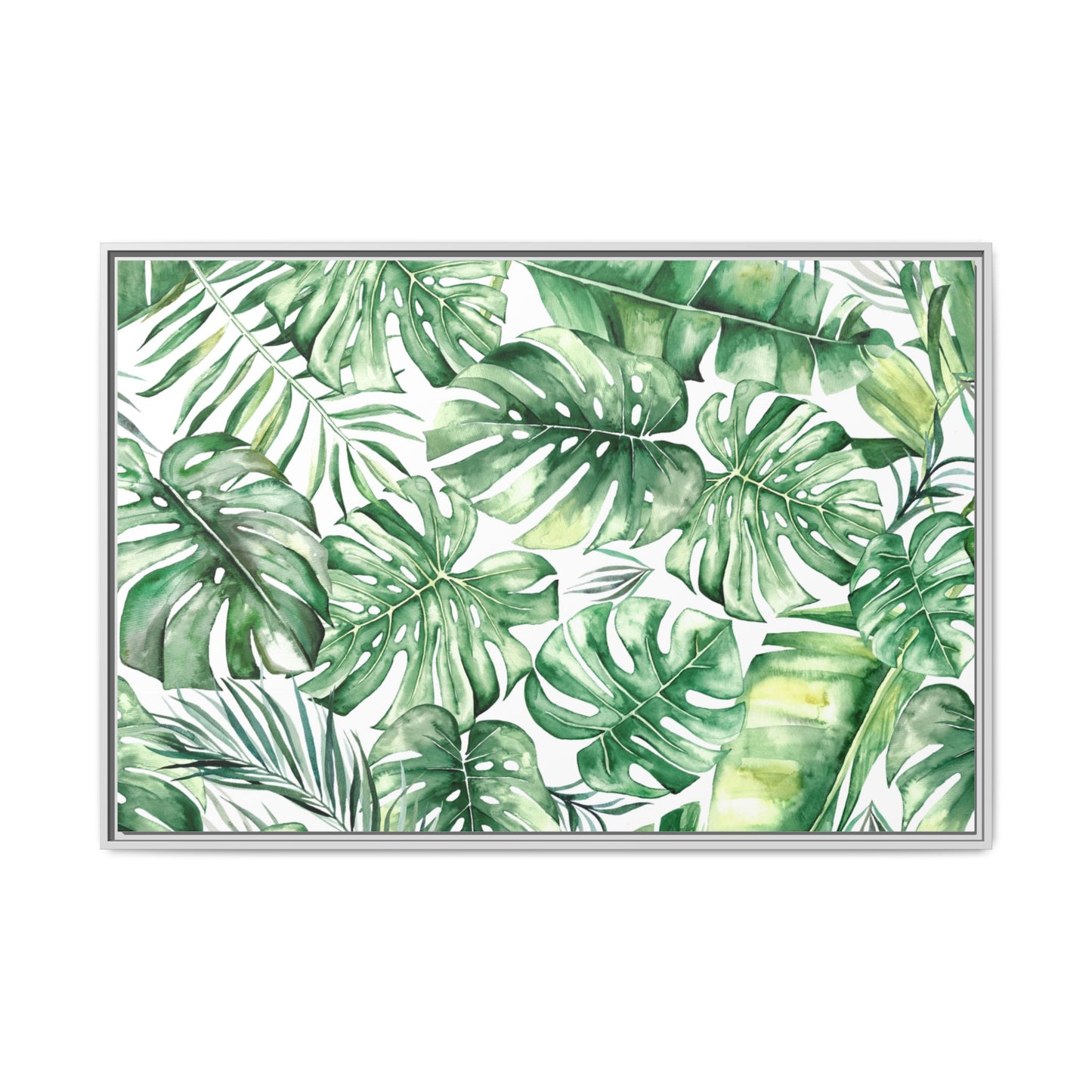 Flowers Collection - Green Wall - Matte Canvas, Framed (Multi-color)