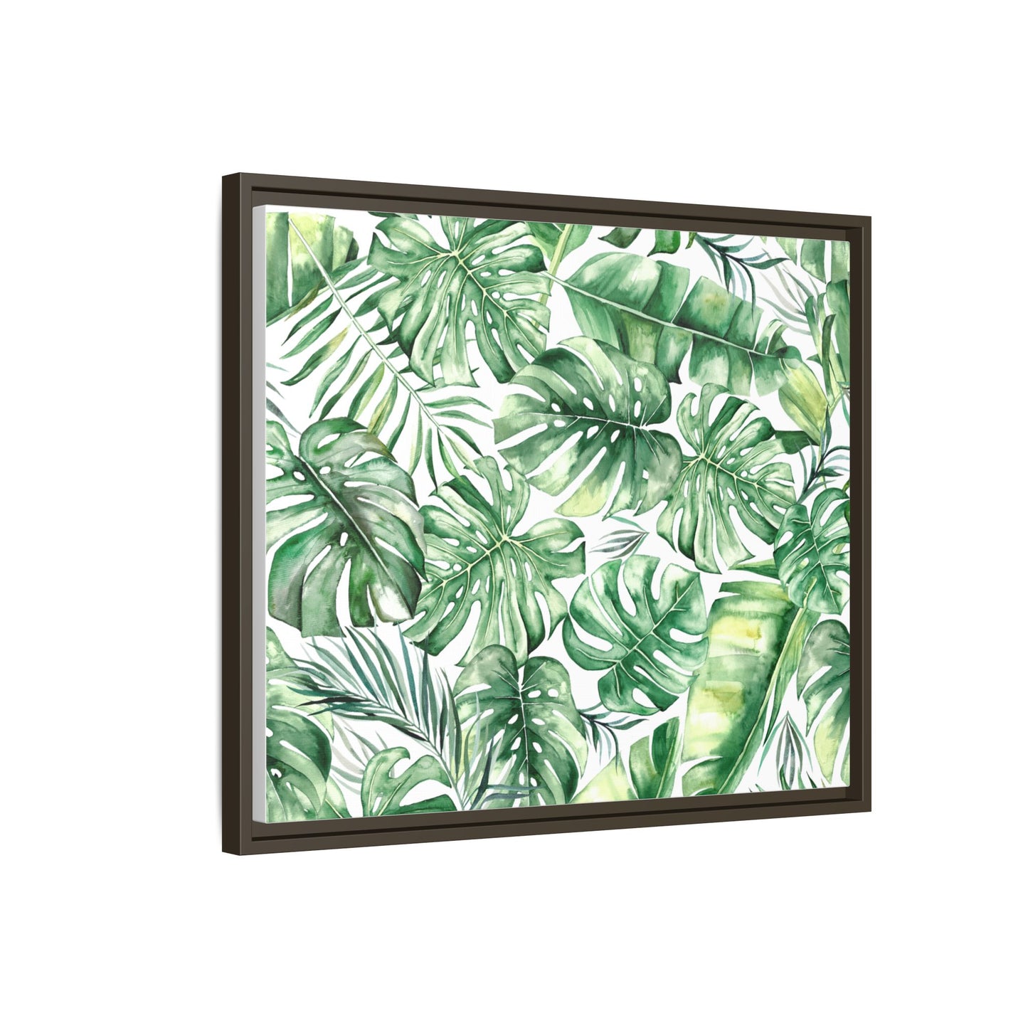 Flowers Collection - Green Wall - Matte Canvas, Framed (Multi-color)