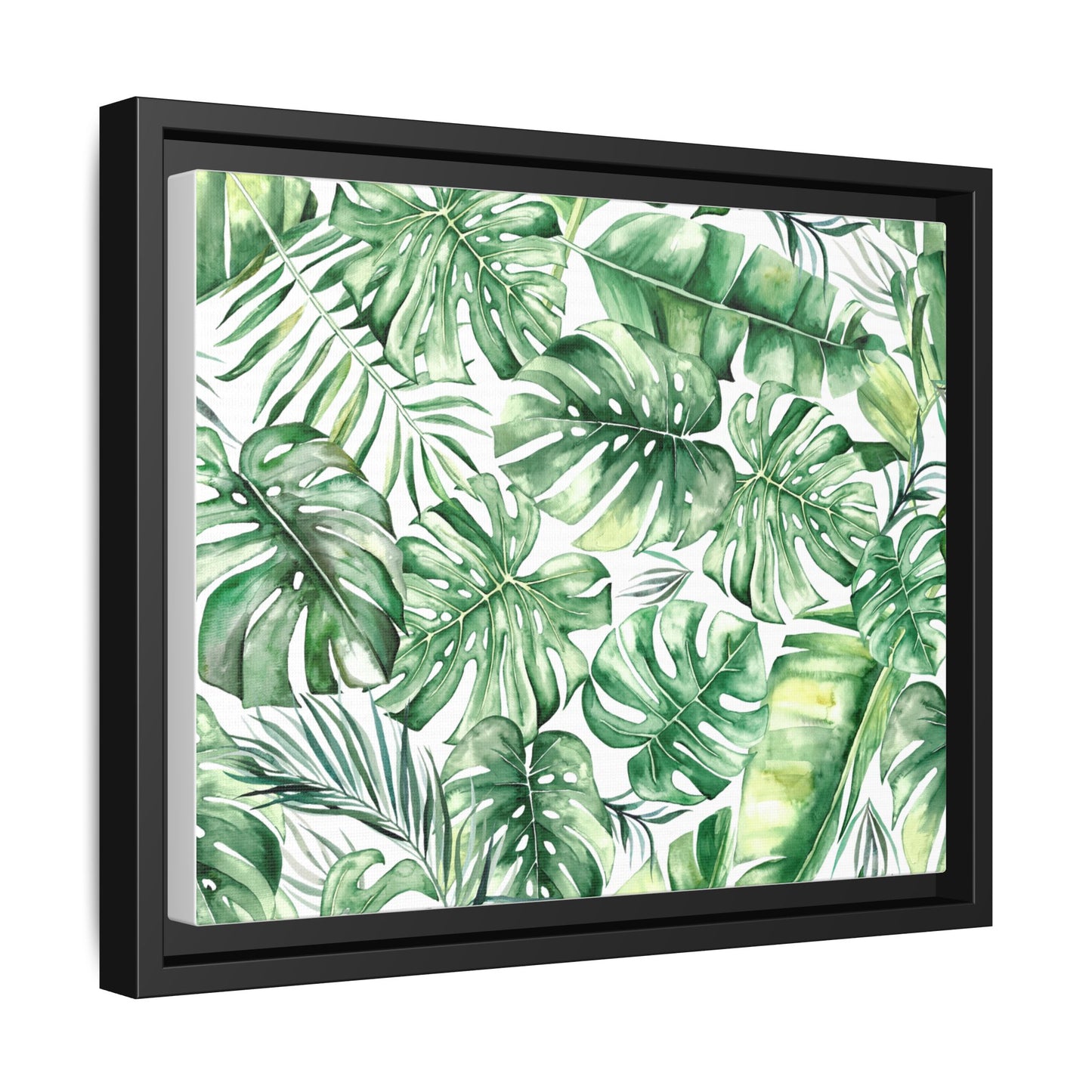 Flowers Collection - Green Wall - Matte Canvas, Framed (Multi-color)