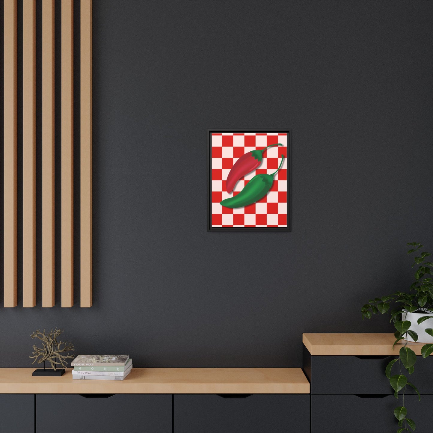 Italy Collection - Peppers - Matte Canvas, Framed (Multi-color)