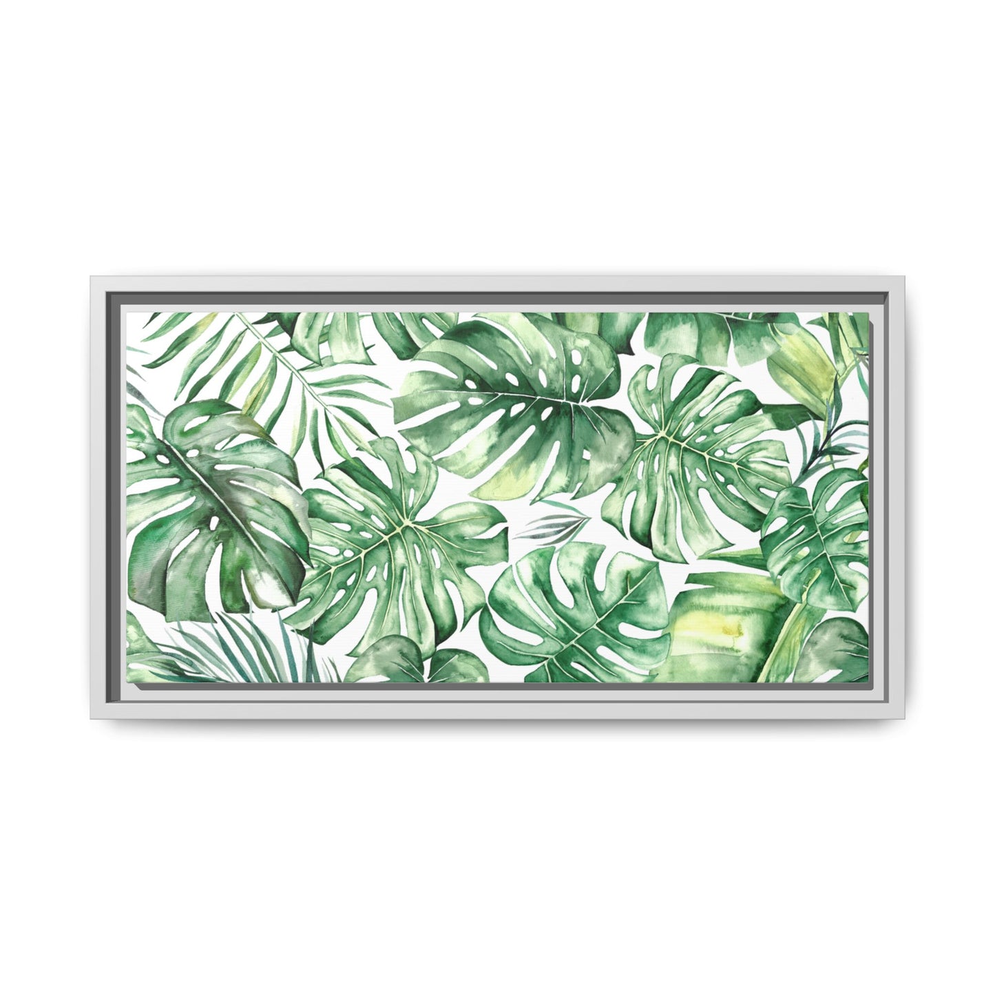 Flowers Collection - Green Wall - Matte Canvas, Framed (Multi-color)