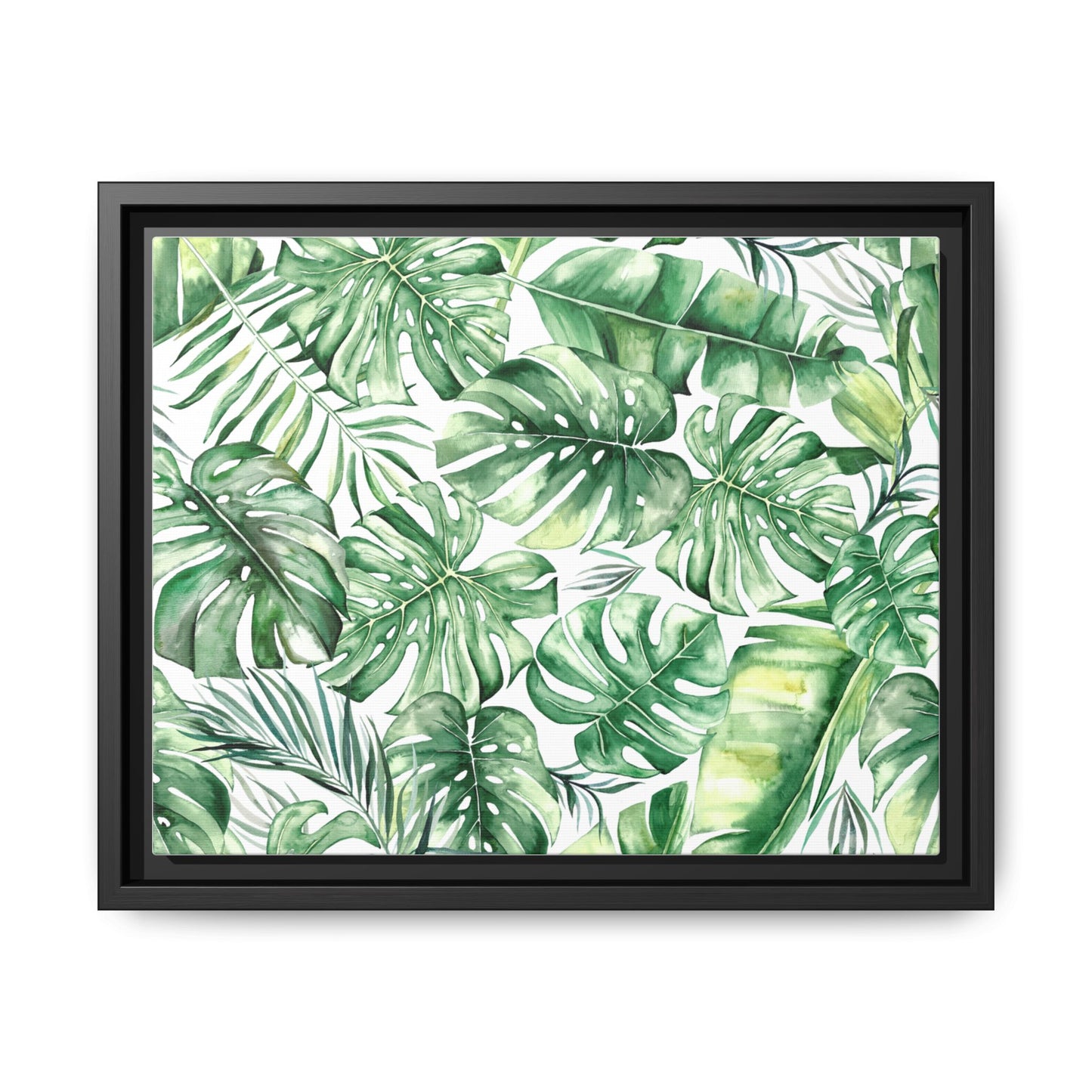 Flowers Collection - Green Wall - Matte Canvas, Framed (Multi-color)
