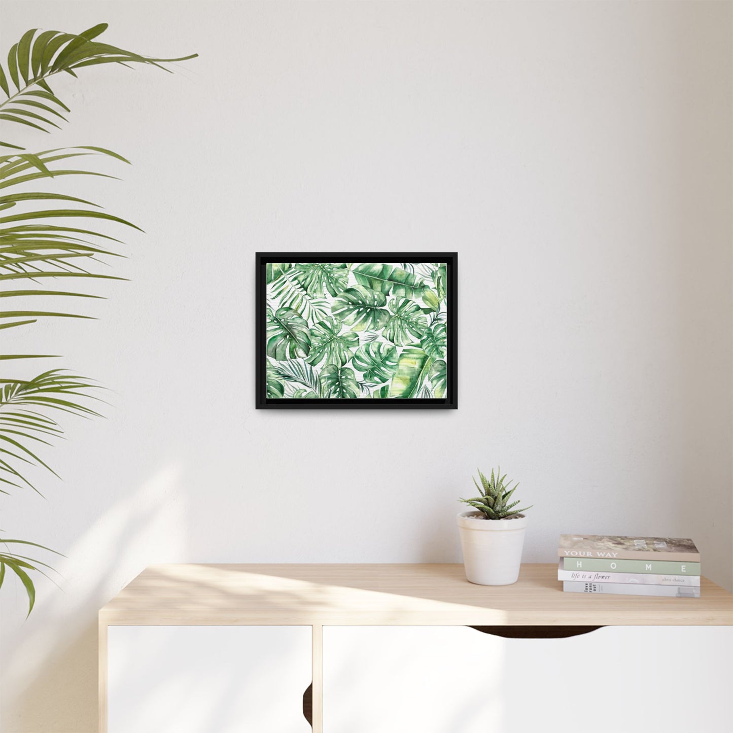 Flowers Collection - Green Wall - Matte Canvas, Framed (Multi-color)