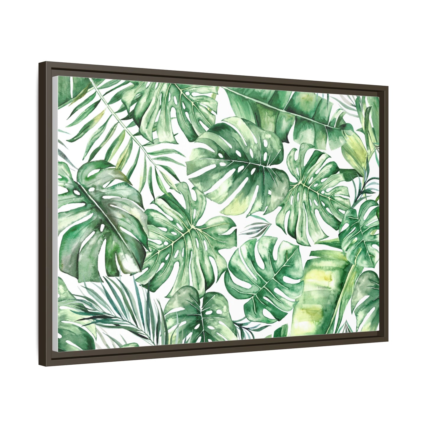 Flowers Collection - Green Wall - Matte Canvas, Framed (Multi-color)