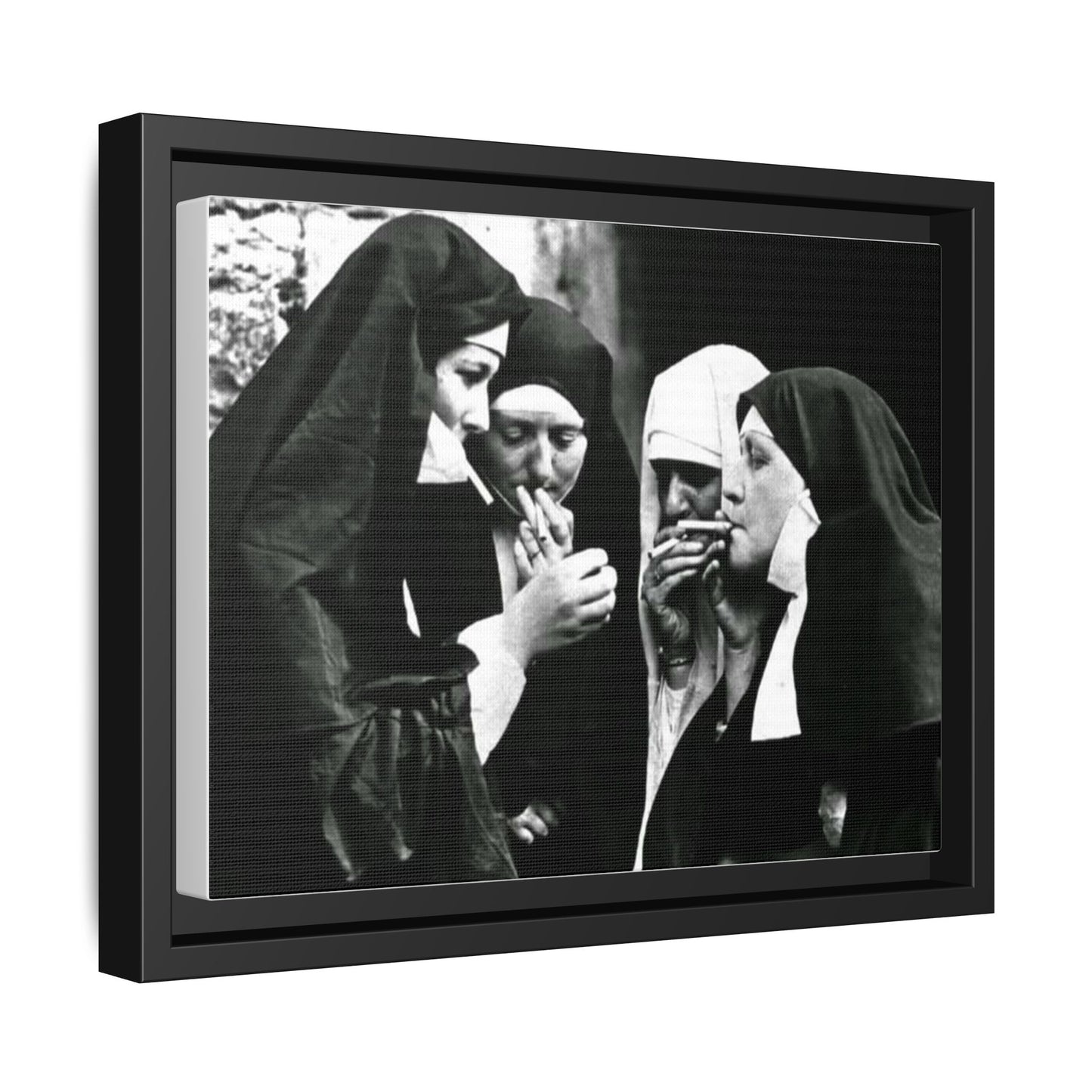 Smoking nuns - Matte Canvas, Framed (Multi-color)