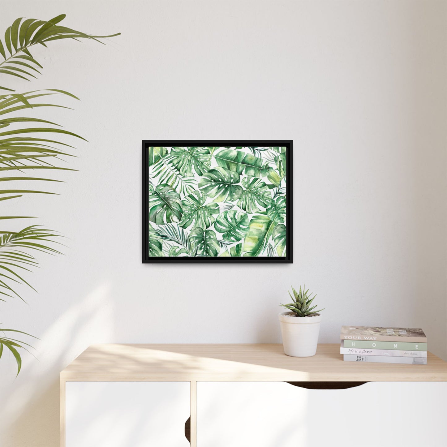 Flowers Collection - Green Wall - Matte Canvas, Framed (Multi-color)